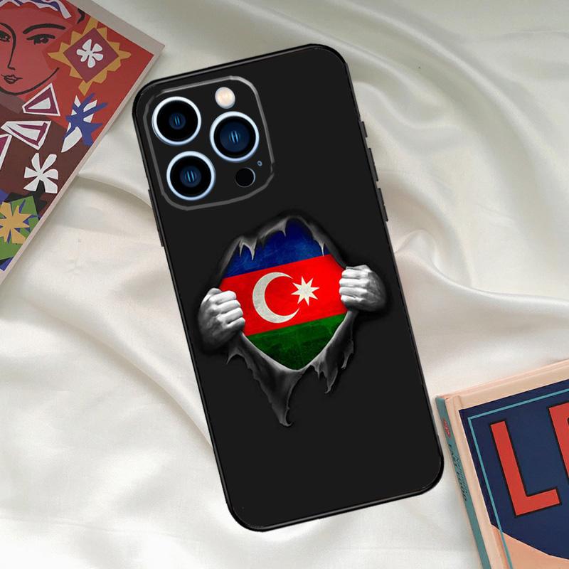 Azerbaijan Flag Coat of Arms Phone Case For iPhone 16 15 14 12 11 13 17 Pro Max 15 16 Plus 13 Mini 16e 17 Air Funda Cover