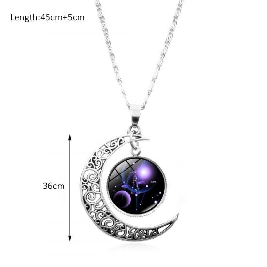 12 Constellation Half Moon Zodiac Sign Astrology Horoscope Pendant Necklace