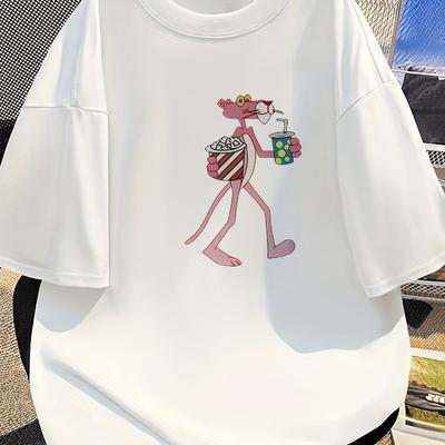 Καλοκαιρινό Νέο T-shirt Ροζ Πάνθηρας Μόδα Y2K Φαρδιά Casual Ευέλικτα Μπλουζάκια κοντομάνικα Χαριτωμένα Ροζ Πάνθηρας Μπλουζάκια κοντομάνικα