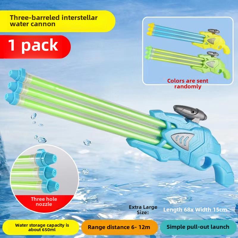 Summer Push-Pull Gatling Water Cannon: Large Capacity Outdoor Toy for Kids' Water Fights