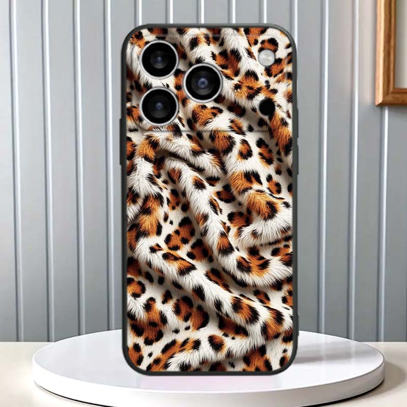 

Luxurious leopard print pattern For Apple iPhone 17 16 16E 15 14 13 12 11 Pro Max Plus Black Soft Silicone Phone Case iPhone 12