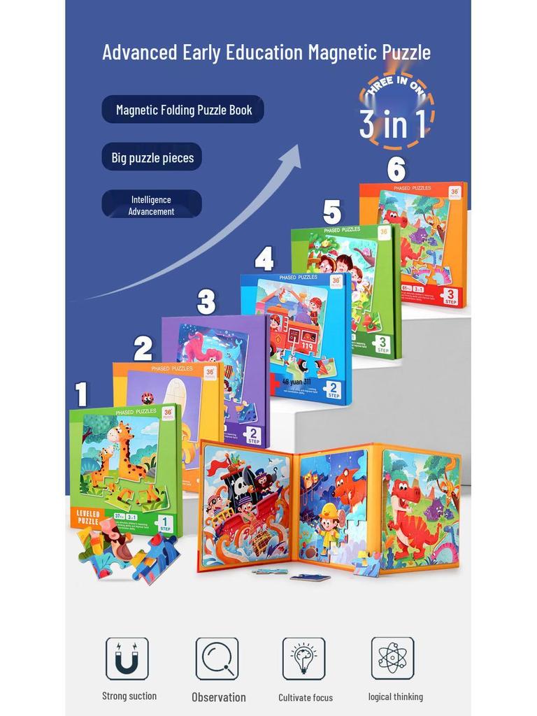 Magnetisches Baupuzzlespielbuch für Kleinkinder (1-3 Jahre) - Früherziehungsspielzeug