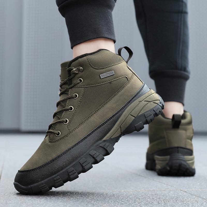 TUINANLE Men's High Top Casual Hiking Shoes - Autumn/Winter Wear-Resistant Trendy Sports Footwear Plush Boots