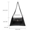 Golden Leather Texture Single Shoulder Casual Women's Hand-held Bag - Vintage Rivets Armpit Slung