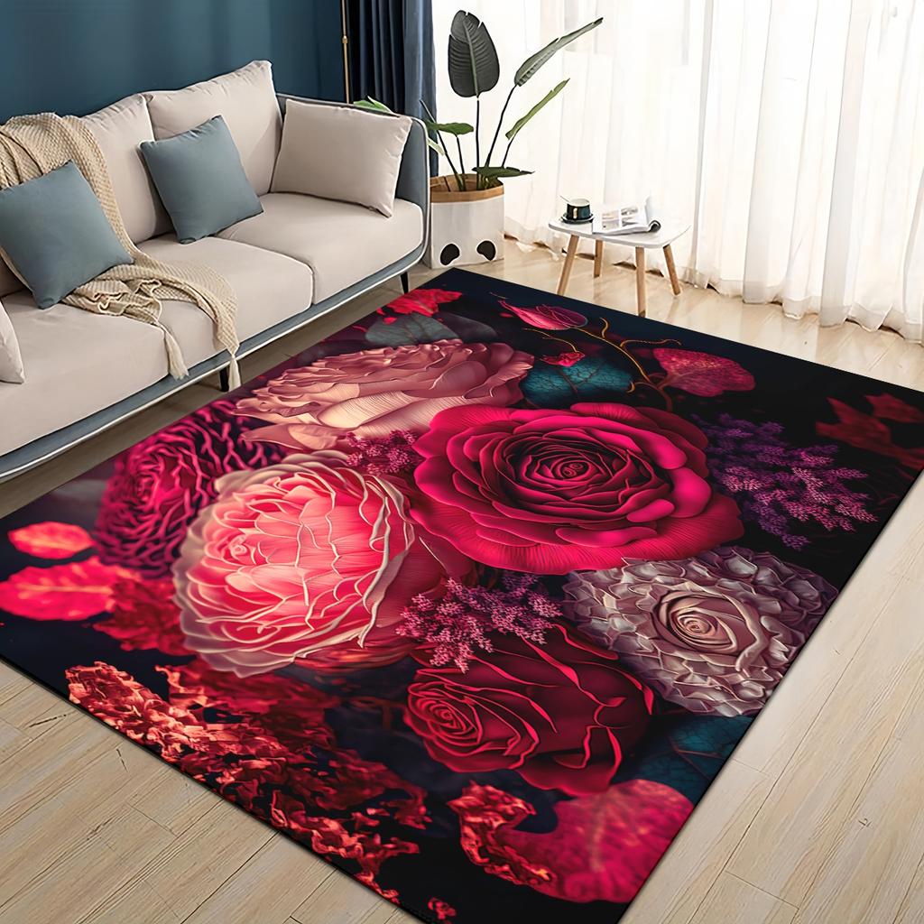 27 Style New Colorful Rose Romantic Flower Love Carpet Rug for Living Room Bedroom Home Sofa Decoration,kids Non-slip Floor Mat