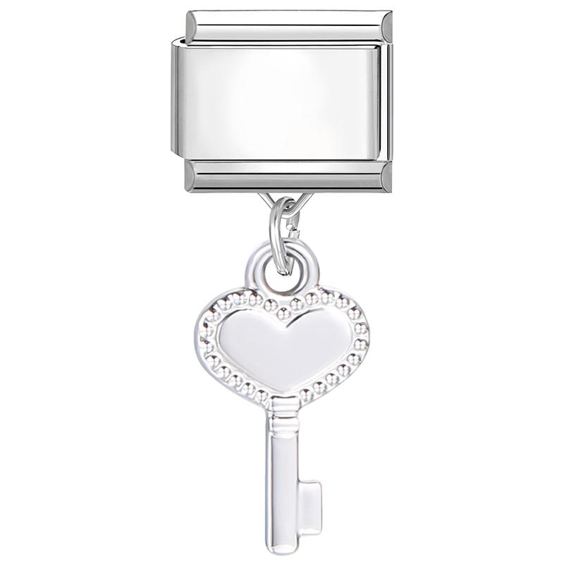 New Bow Crown Butterfly Heart Key Cherry Pendant Italian Charm Link Stainless Steel Fit 9MM Bracelet Women Men DIY Making Gifts