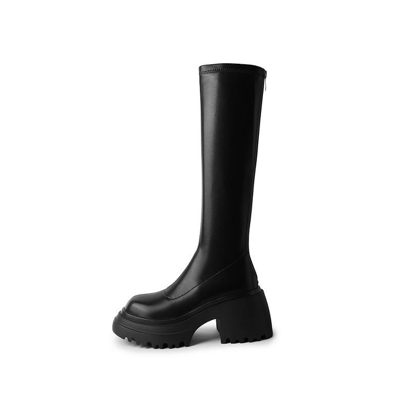 Elastic thin boots 2026 new thick-soled heightening boots women's knee knight boots