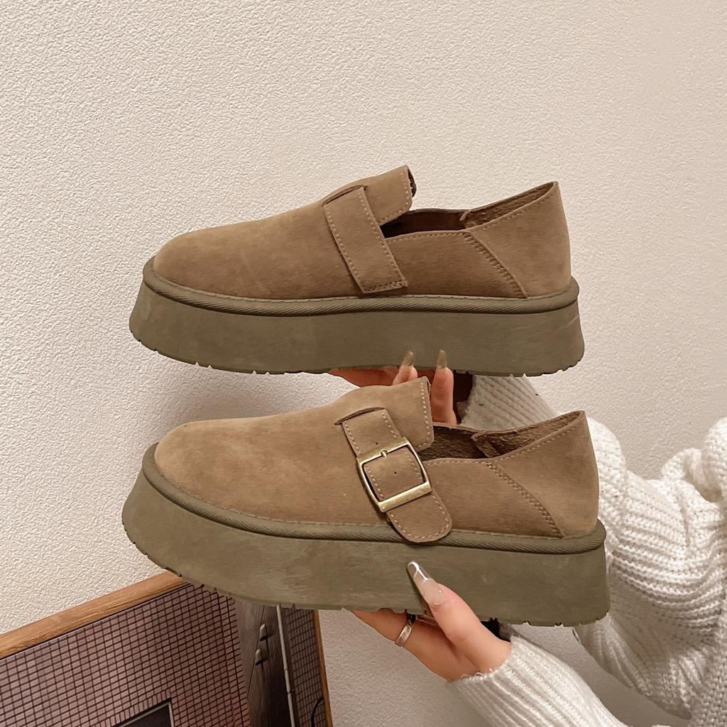 Populära höjande Birken-damskor med tjock sula damskor 2025 nya vår och höst mångsidiga avslappnade tidig vår liten man