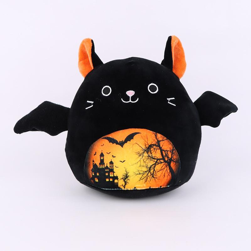 Halloween Cat Print Bat Plush Toy Animal Stuffed Doll Gift Home Decorations 32cm