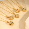 Necklace Female Rotating Clover Zircon Flower Stainless Steel Necklace Niche Temperament Design Versatile Necklace