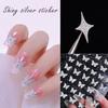 3D Nail Stickers Silver Glitter Nail Decoration Star Heart Transfer Nail Decals^