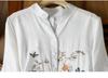2023 Summer Retro Embroidered Cotton Linen Shirt with Frog Buttons