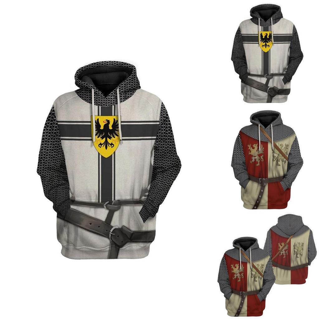 Medieval Knight Hoodie Pullover For Men And Women With Vibrant 3d Printing Design