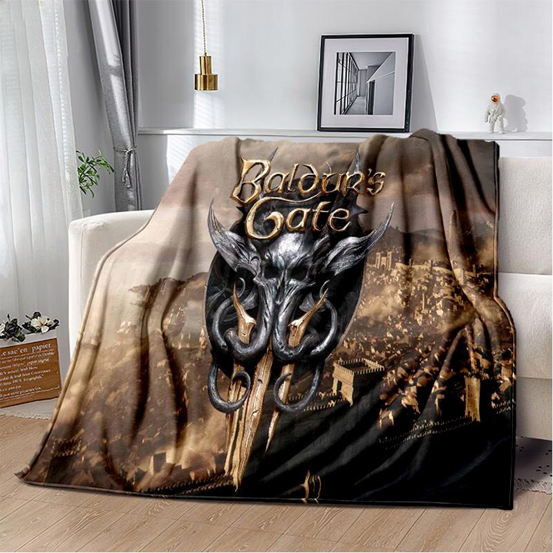 Baldur Gate3 Game Gamer Cartoon 3D Blanket,Soft Throw Blanket for Home Bedroom Bed Sofa Picnic Travel Office Cover Blanket Kids