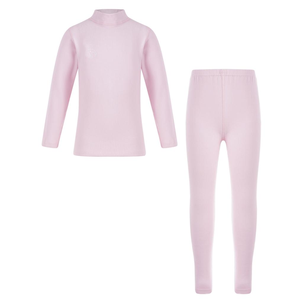 Unisex Kids Thermal Underwear Set Bear Print Mock Neck Long Sleeve Top Elastic Waistband Leggings Children Sleepwear Loungewear