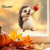 Maple Leaf Window Decals Fall Static Clings, Autumn Hedgehog Glass Decals, Reusable Decorations PVC Stickers for Home, Shop Storefront Harvest Season