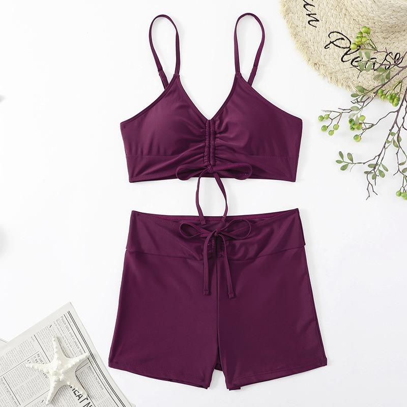 Women S Split Swimsuit Tie Side Bikini Briefs Floral Print Female Swimwear