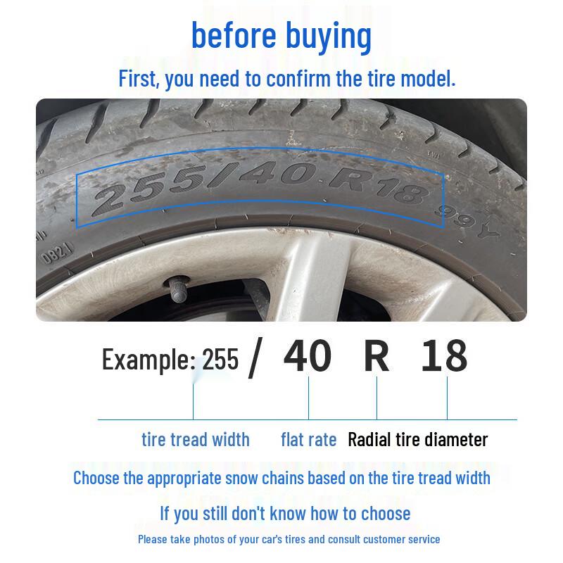 Anti-Skid Tire Chains for 212 T10 Cars & SUVs, No Jack Required, Snow & Off-Road Use, Tire-Friendly, 212 Dedicated