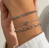 AdjustablePunk Snake Bone Chain Bracelet with Heart Pendant .Bohemian Multi-Layer Golden-Tone Chain Jewelry forWomen, Edgy Retro