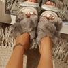 Thuispantoffels, comfortabele en warme open teen zachte pluche schoenen, effen kleur binnenpantoffels