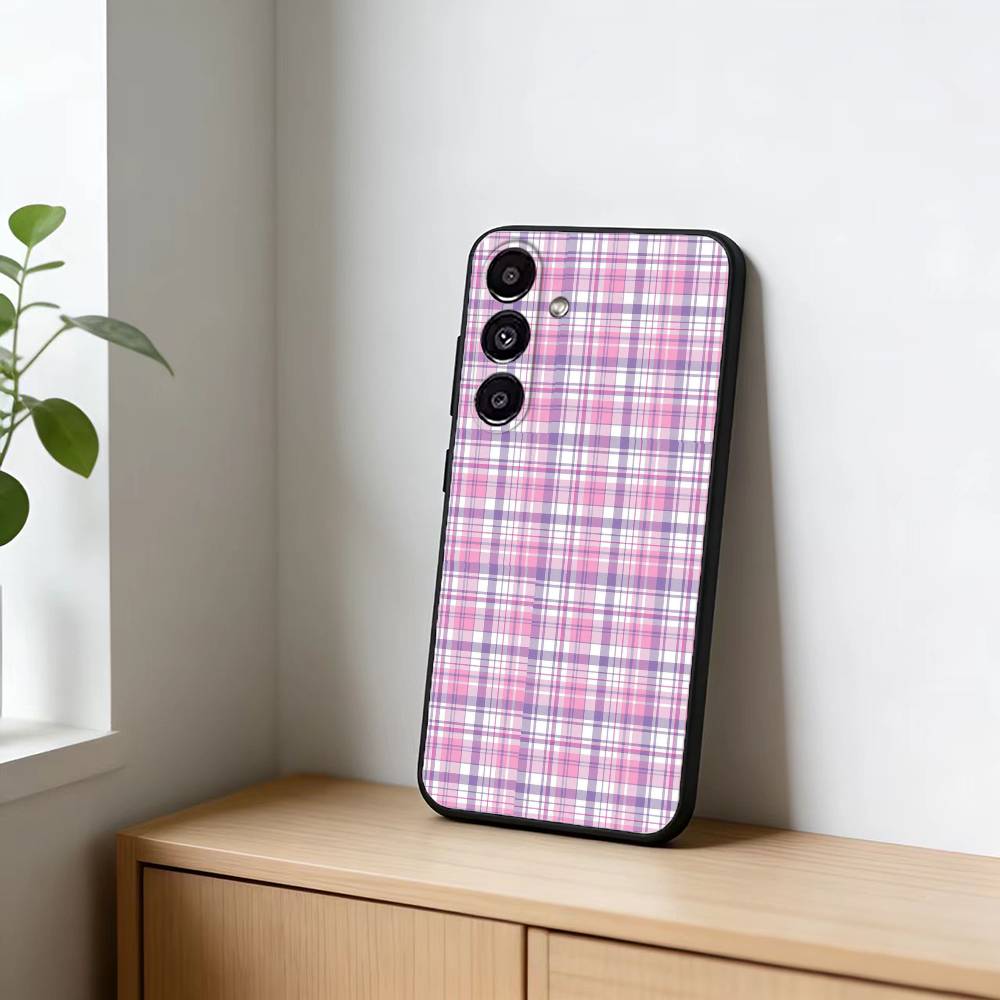Cool P-Purple P-Plaid Pattern Phone Case For Samsung Galaxy A91,80,73,72 ,71,53,52,32 ,31,22,21s,20,Soft Black Case Samsung a51 4g