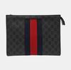 [Pre-Owned] Signature Logo Stripe Web Zipper Canvas Clutch - Very Good #XN4RTF