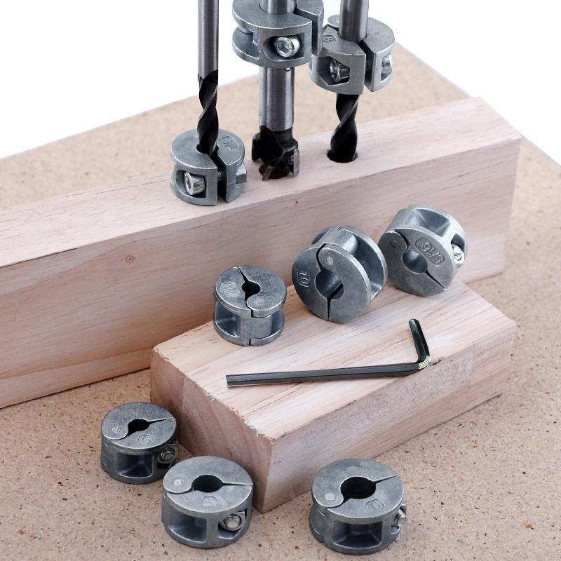 3PCS 6mm 8mm 10mm Drill Bit Stopper Collars Zinc Alloy Drilling Depth Stop Rings with Hex Wrench Open Type For Drill Bit