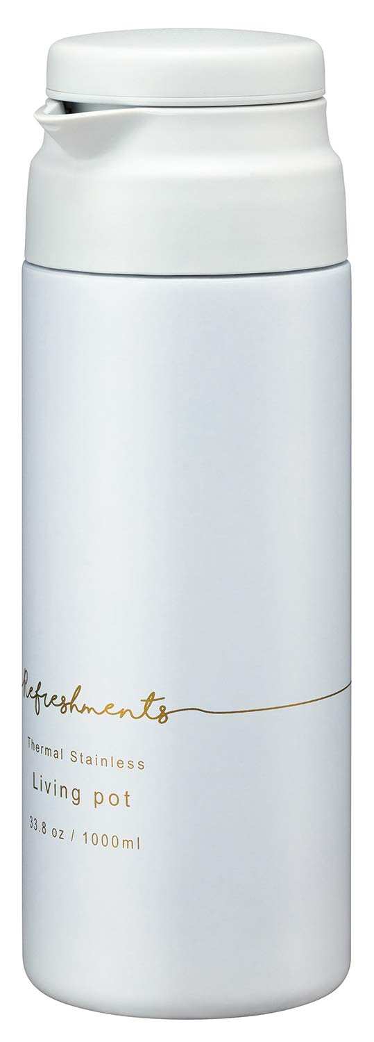 

Bestco Insulated Tabletop Pot, Powder White, 1L, Keeps Food Cold and Warm, Slim and Easy to Clean, Living Pot AHS-MA-100