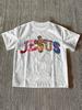 Colorful Ornate Cross Sacred Heart Vintage Letter Graphic T Shirt Retro Gem Decor Symbol Print White Cotton Short Sleeve Tee
