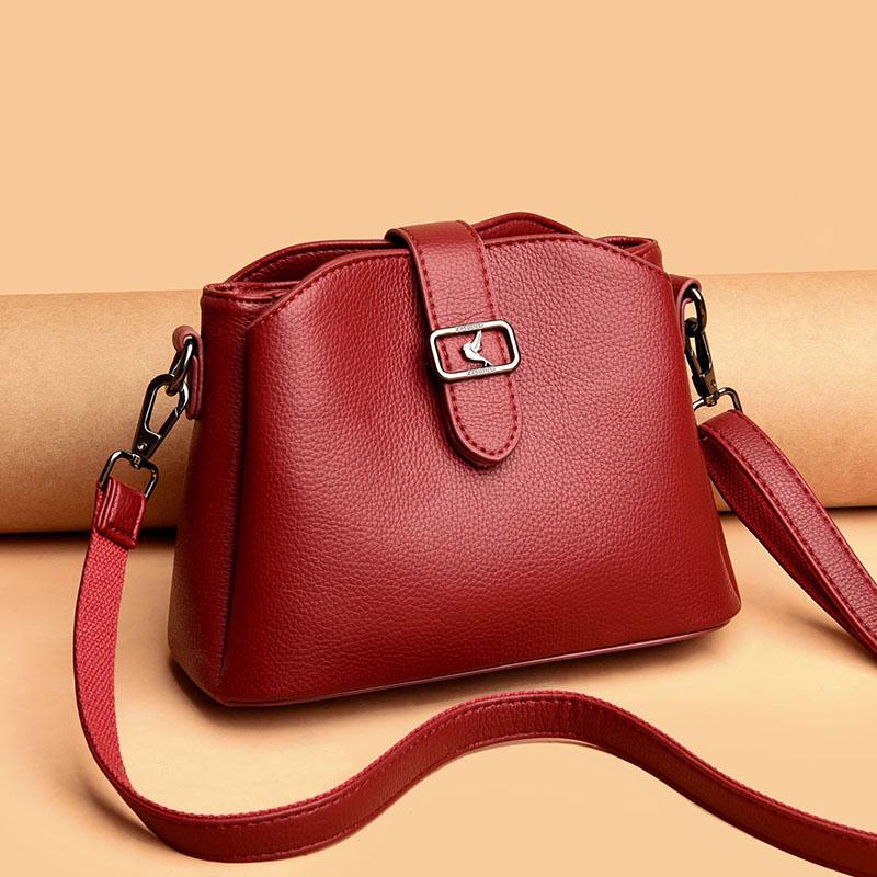Luxury Small Bucket Handbags Women New Solid Color Shoulder Bags Designer High Quality PU Leather Brand Women's Crossbody Purses