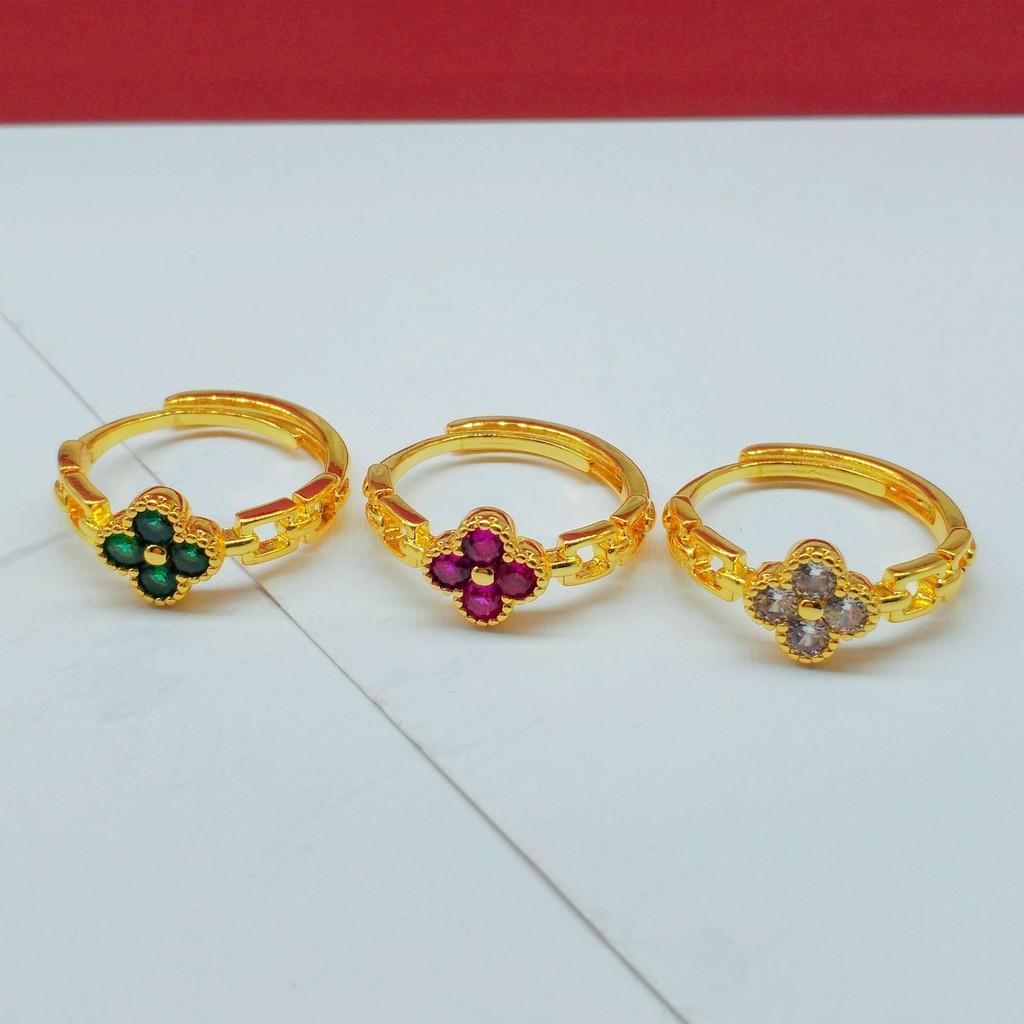 Modern Minimalist Clover Open Ring In Brass Gold Finish Perfect Accessory Women For