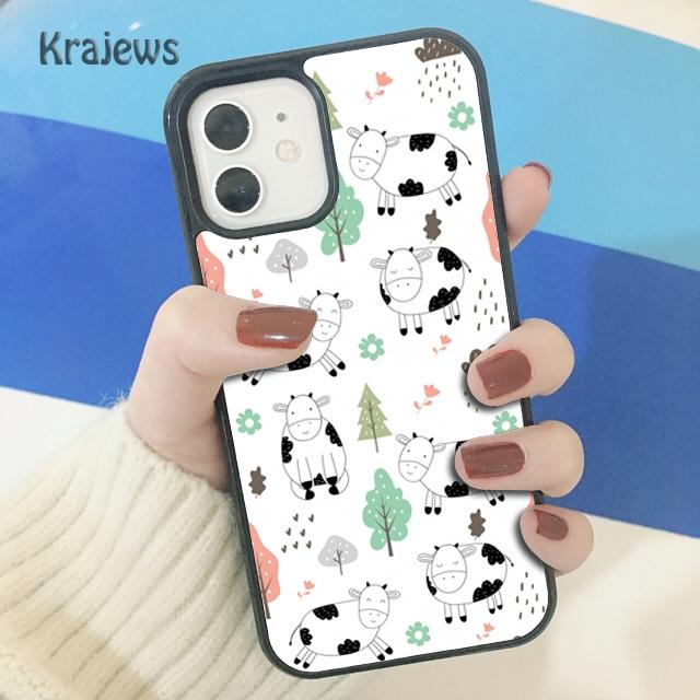 Krajews Animal Cute Cartoon Cow Soft Phone Case Cover For iPhone 17 Air 16 15 14 Plus 11 12 13 Pro Max Coque Fundas