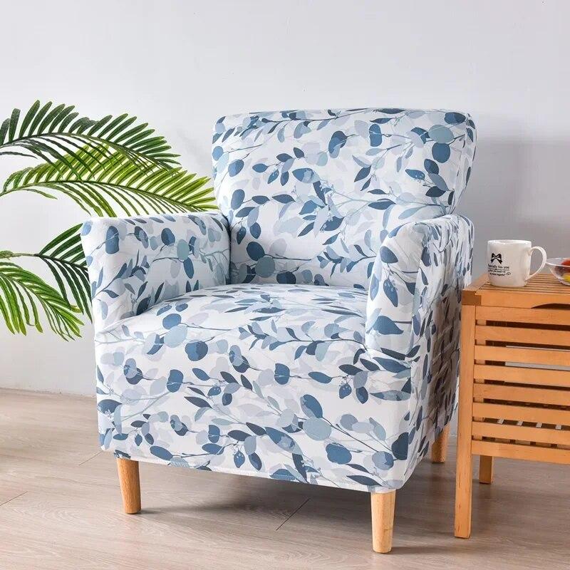 Floral Elastic Tub Chair Cover Stretch Club Armchair Covers Single Slipcovers Adjustable Couch Covers for Study Bar Counter Home