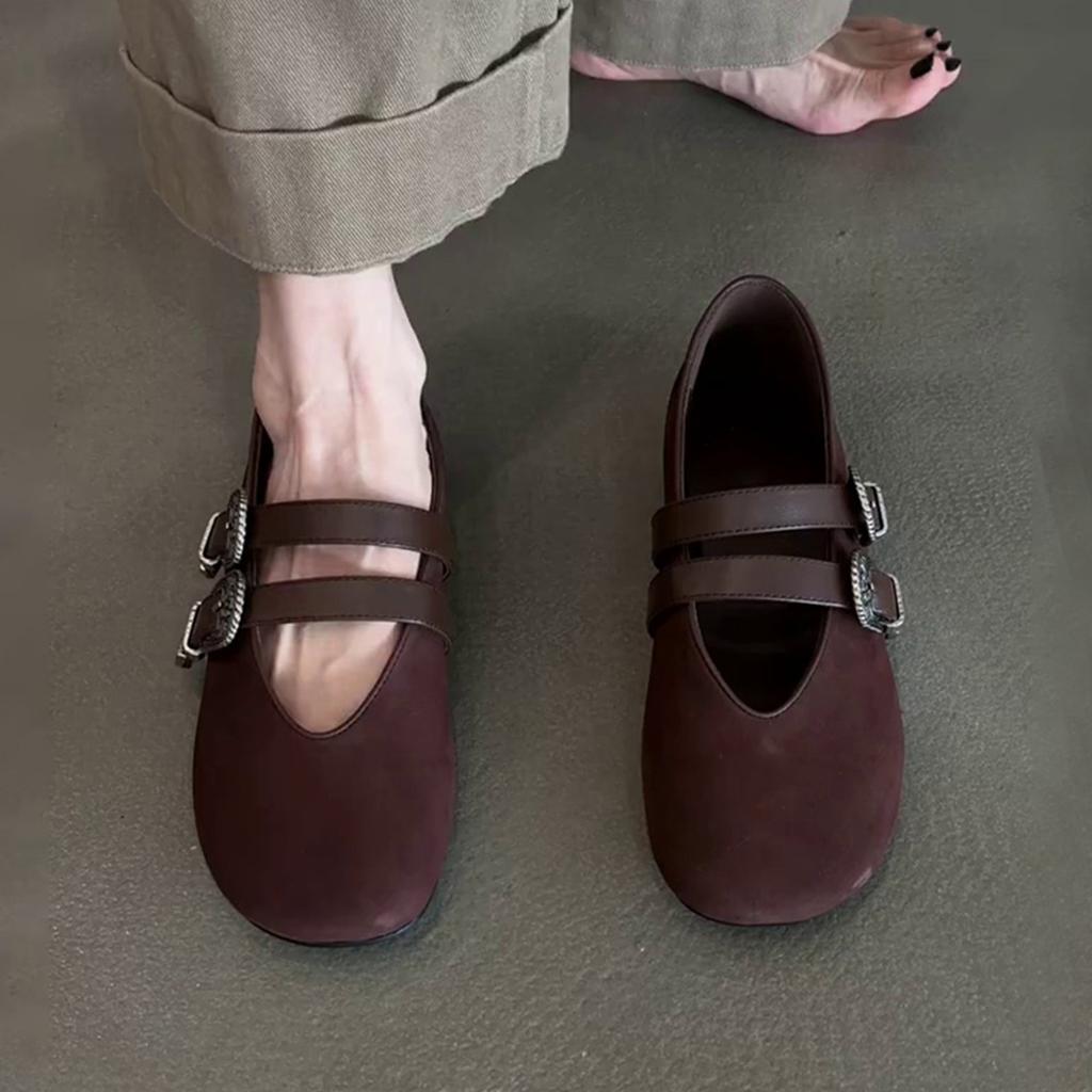 Sheepskin Version~ Temperament French Niche Design Sense with Soft Leather Retro Soft Sole Comfortable Women's Shallow Mouth Single Shoes