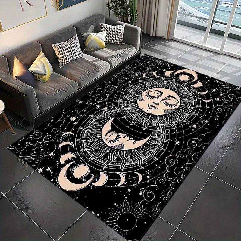 Crystal Velvet Mysterious Stars And Moon Printed Area Rug Carpet for Bedroom Living Room Home Decor Rugs Mat Non Slip