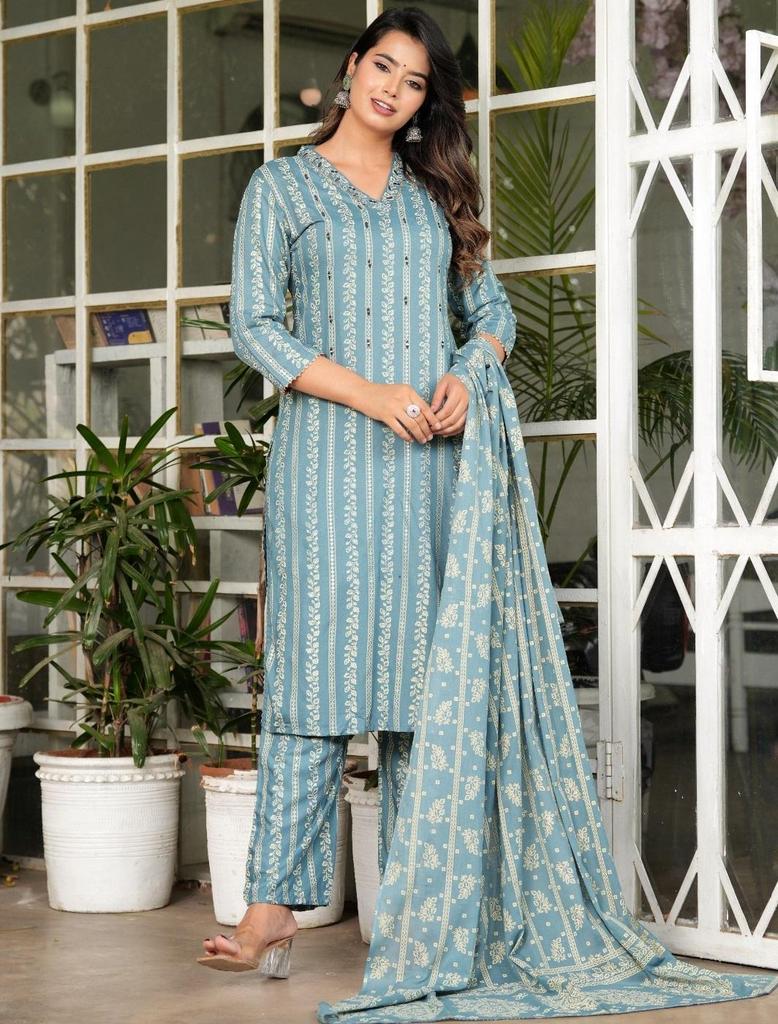 Indian Designer Kurta Pant Dupatta Set Women Bollywood Top Tunic Kurti Salwar Suit Dress