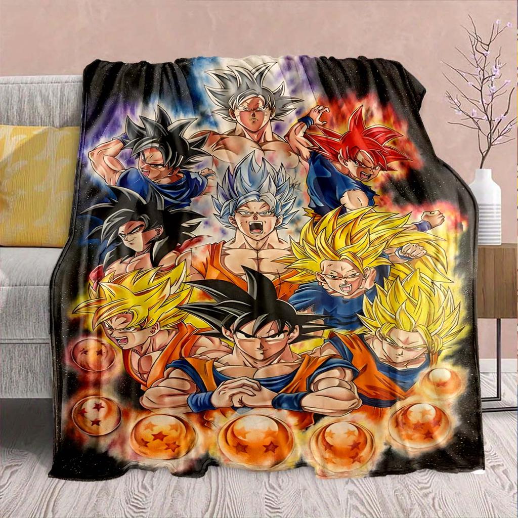 Dragon Ball Anime Flannel Blanket - Soft Warm Perfect for Sofa, Bedding Camping Travel Office Home Decor -QJY