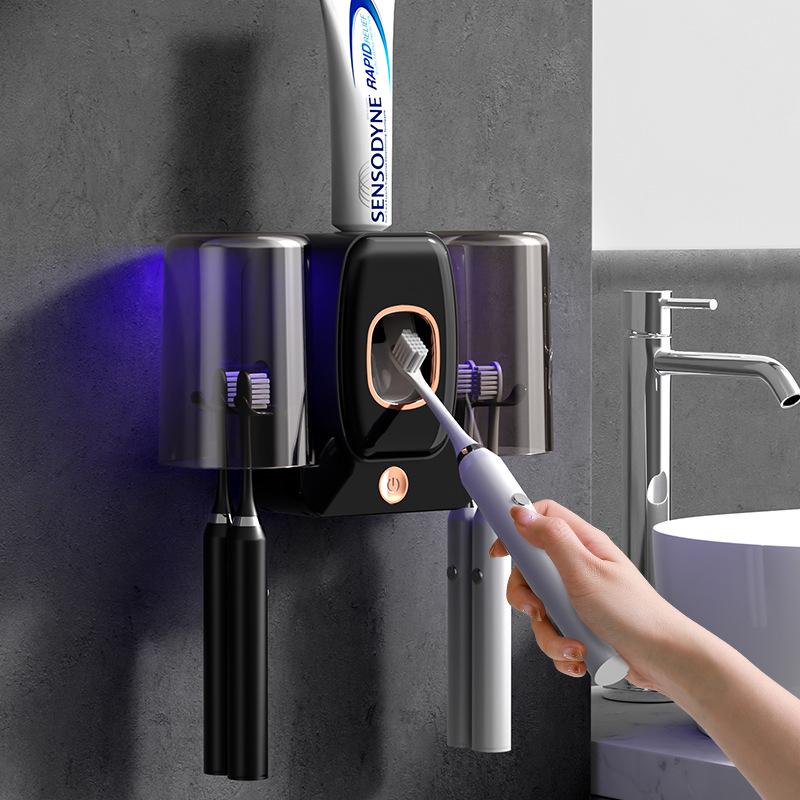 Smart Wall-Mounted Toothbrush & Cup Holder with Sterilizer