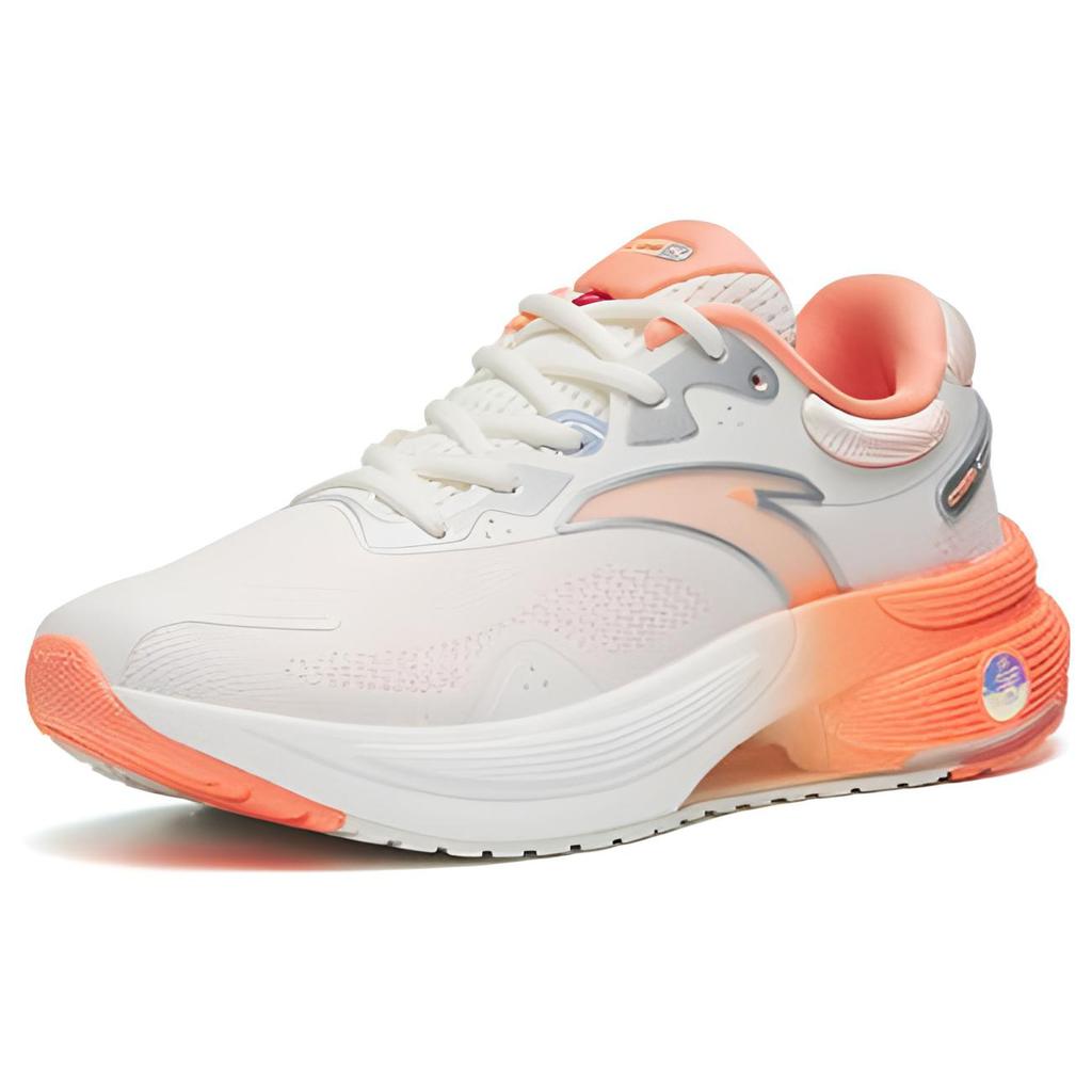New Anta C100 Collection Wear Resistant Low Top Running Shoes Women's White Orange Silver 122245586-1