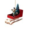 Santa Claus Sleigh Hanging Ornament , Vintage Christmas Decoration with Santa, Reindeer, Snowman Heavy Duty Metal/Resin Construction