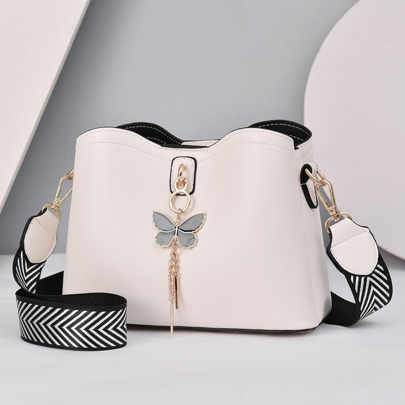 

Temperament texture bow bucket bag 2025 new simple large capacity fashion solid color messenger bag белый