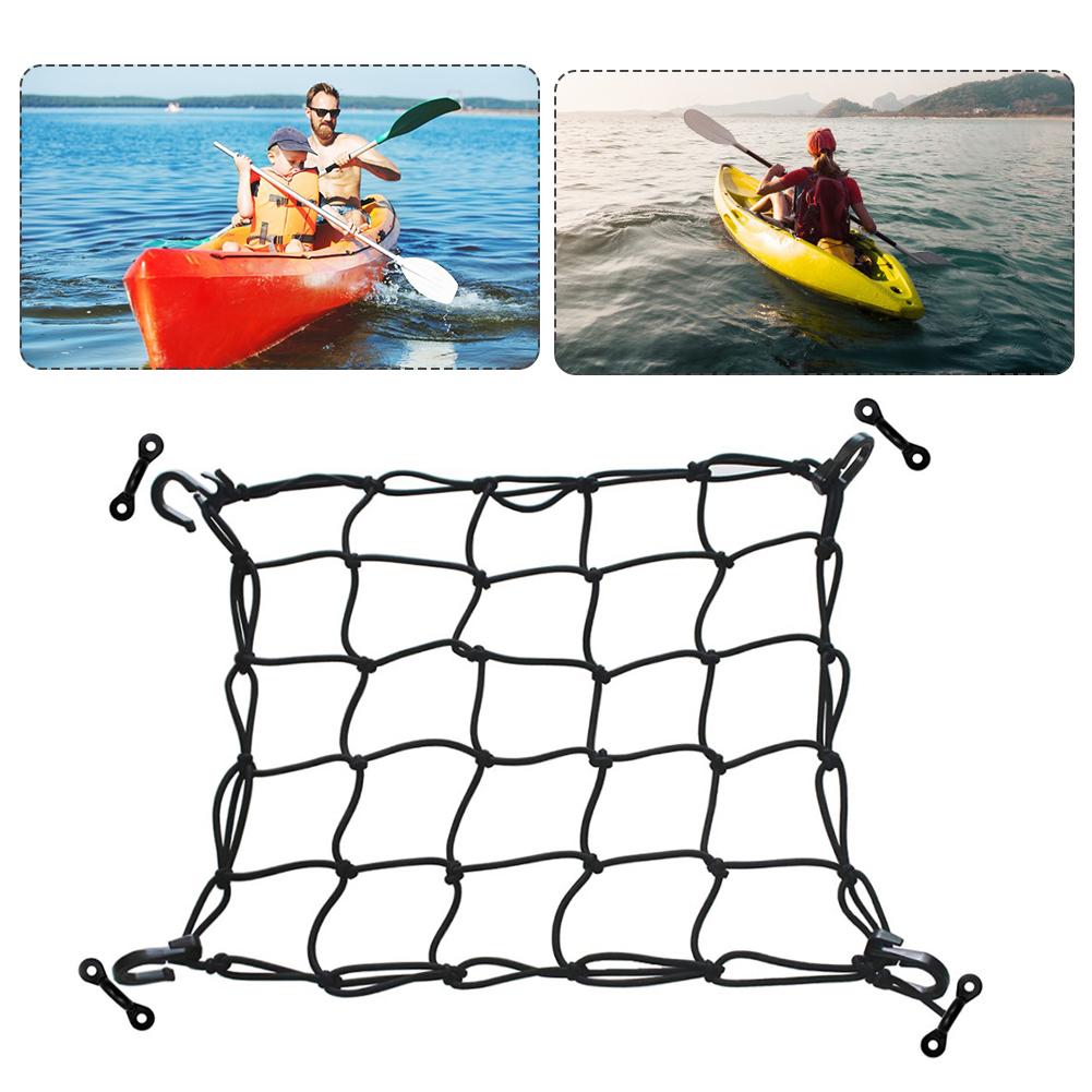 Rete portabagagli per ponte kayak 38x38cm Gancio a fibbia Rete portabagagli in nylon resistente Rete elastica Accessori marini