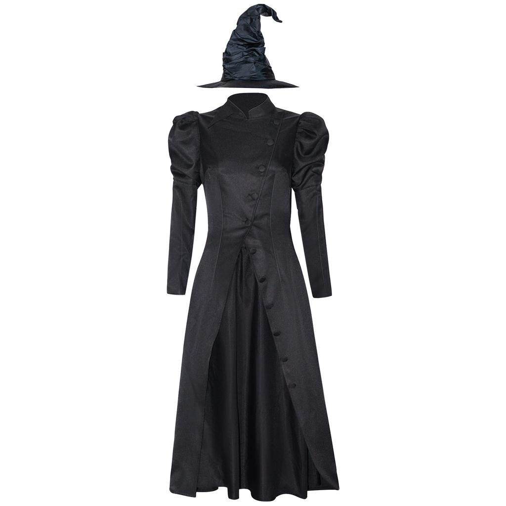 Movie Wicked Elphaba Thropp Cosplay Costume Glinda Black Witch Dress Hat Uniform Wicked Witch Of The West Halloween Party Women