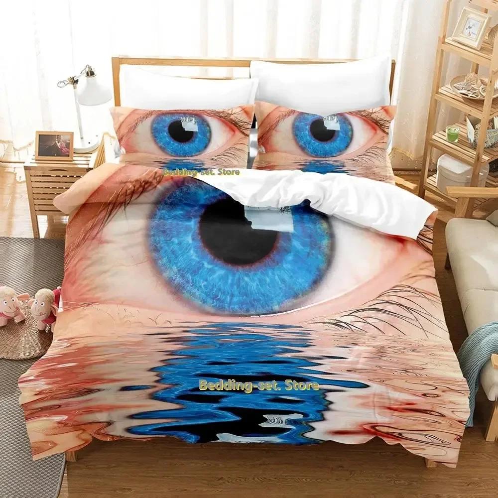 Hip Hop Worldeater Galaxy Eye Watercolor Artistic Eye Bedding Set Cartoon Anime Three-piece Set Adult Kid Bedroom Duvetcover Set