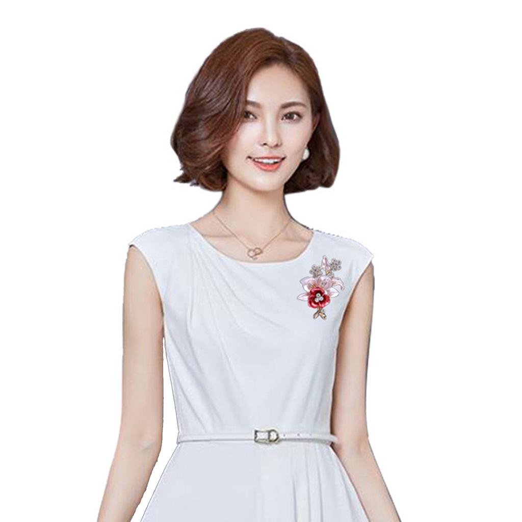 Shiny Jewelry Women Flower Brooch Pin Metal Enamel Collar Badge