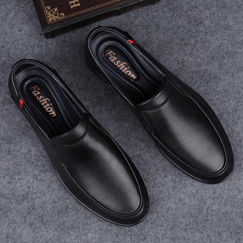 FashionTrendy Men's Genuine Leather Shoes Anti-skid Loafers Men's Casual Shoes Soft Soles Comfortable Driving Shoes Park Walking Shoes