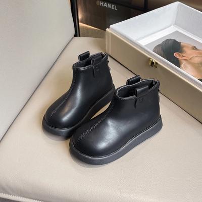 2024 Kinder Lederschuhe für Mädchen Herbst Winter Neue Modische Koreanischer Stil Weiche Sohle Rutschfest Vielseitige Kurze Stiefel