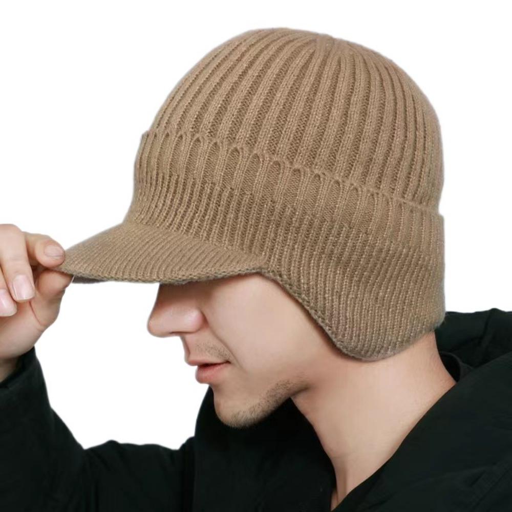 

Windproof Ear Protector Cap Thickened Knitted Peaked Hat Newsboy Hats Baseball Knitted Cap Winter хаки