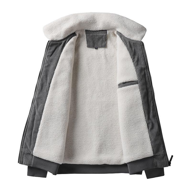 Men's Winter Corduroy Cotton Coat: Warm, Youthful, Plus Velvet Thick Jacket