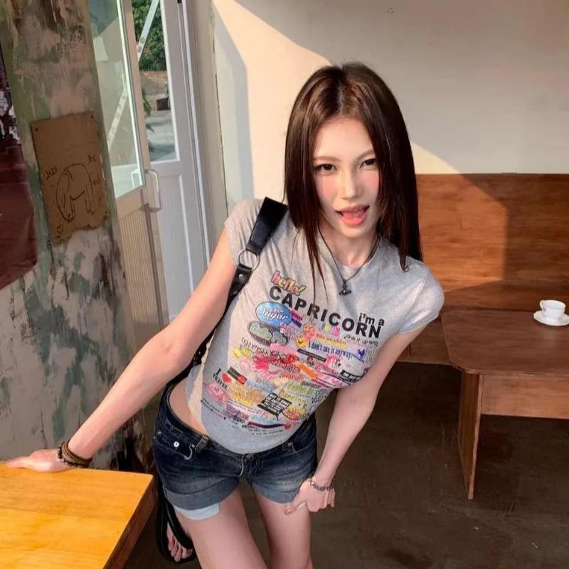 New Printed Short-sleeved T-shirt Summer Round Neck Top